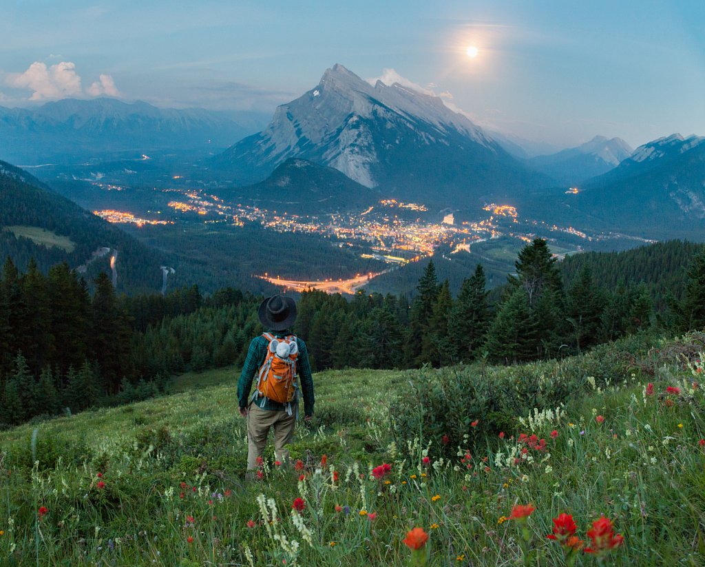 Moonrise over Rundle